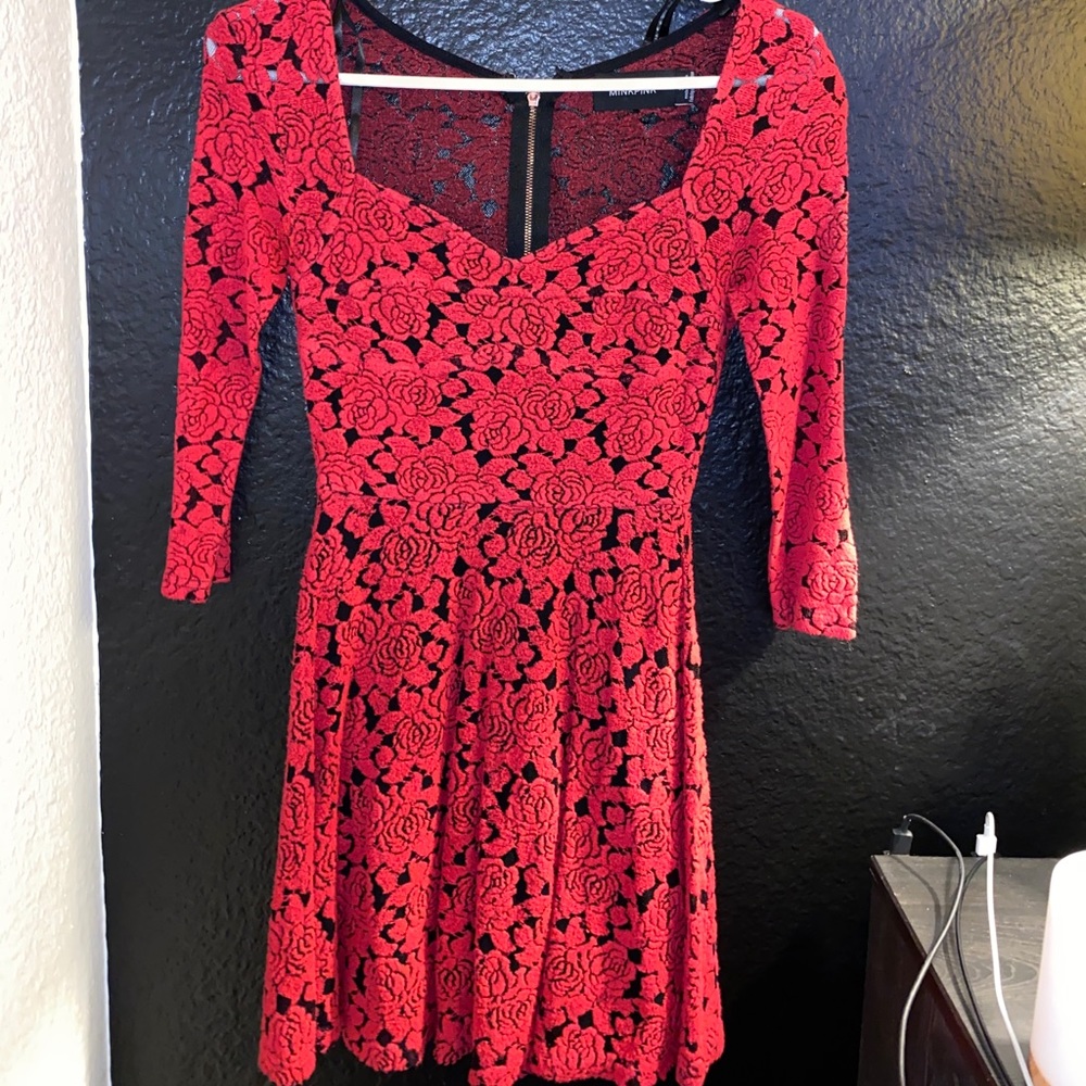 Red rose long sleeve dress